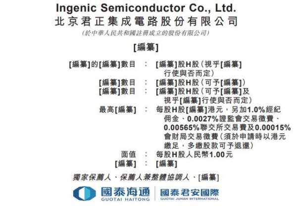北京君正(300223)  ，递交香港IPO招股书，国泰君安独家保荐 | A股公司香港上市