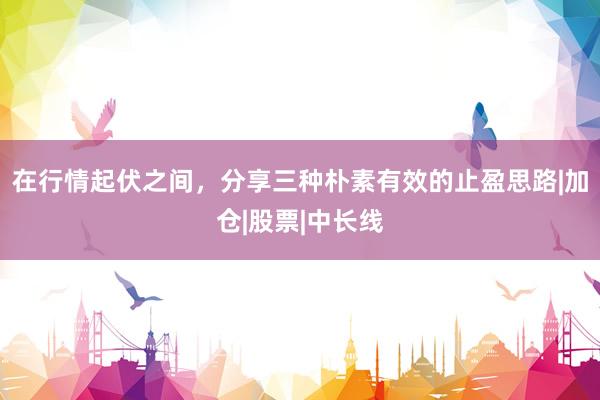 在行情起伏之间，分享三种朴素有效的止盈思路|加仓|股票|中长线
