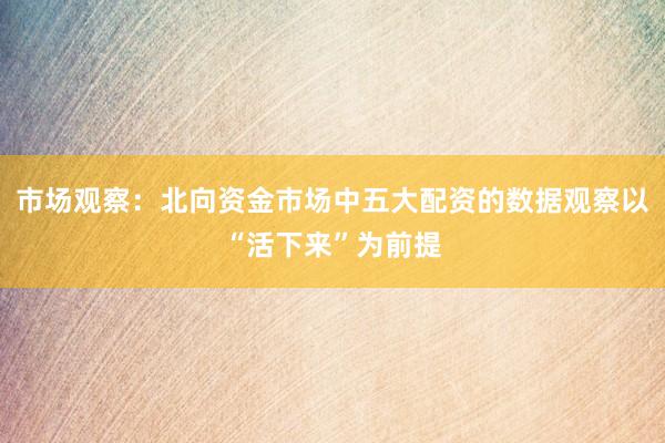 市场观察：北向资金市场中五大配资的数据观察以“活下来”为前提
