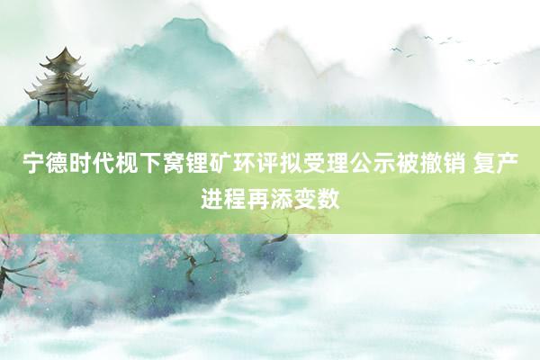 宁德时代枧下窝锂矿环评拟受理公示被撤销 复产进程再添变数