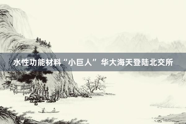 水性功能材料“小巨人” 华大海天登陆北交所