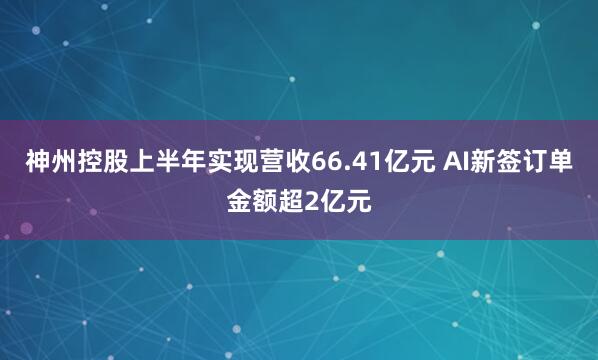 神州控股上半年实现营收66.41亿元 AI新签订单金额超2亿元