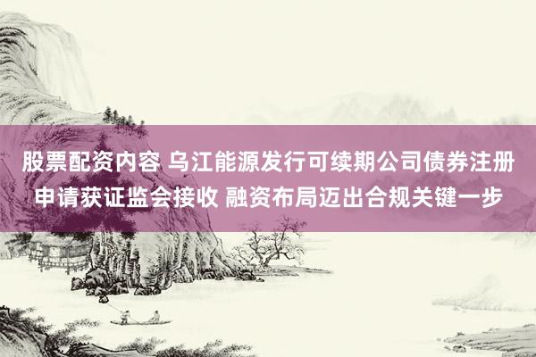 股票配资内容 乌江能源发行可续期公司债券注册申请获证监会接收 融资布局迈出合规关键一步