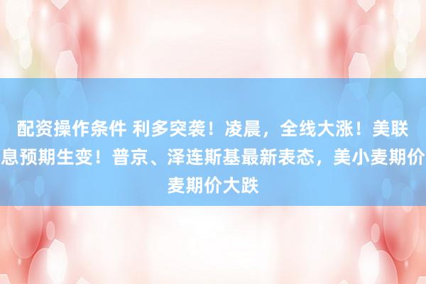 配资操作条件 利多突袭！凌晨，全线大涨！美联储加息预期生变！普京、泽连斯基最新表态，美小麦期价大跌