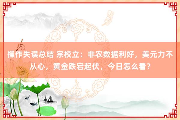 操作失误总结 宗校立：非农数据利好，美元力不从心，黄金跌宕起伏，今日怎么看？