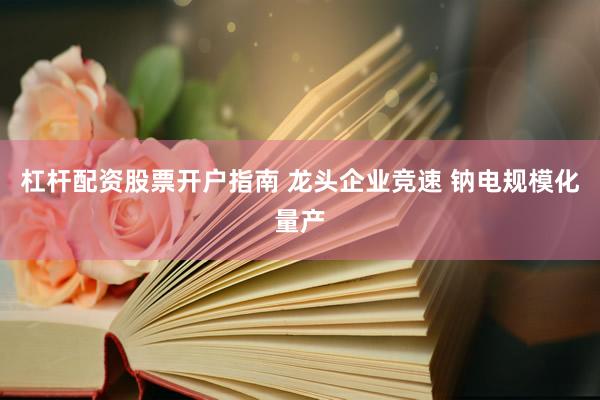 杠杆配资股票开户指南 龙头企业竞速 钠电规模化量产
