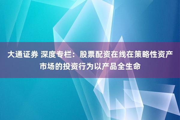 大通证券 深度专栏：股票配资在线在策略性资产市场的投资行为以产品全生命
