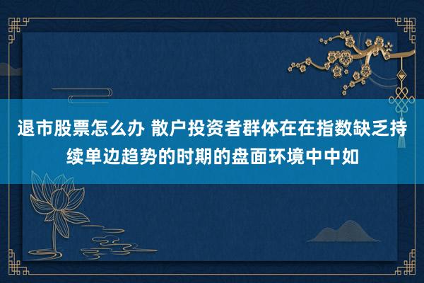 退市股票怎么办 散户投资者群体在在指数缺乏持续单边趋势的时期的盘面环境中中如