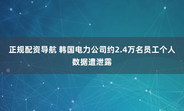 正规配资导航 韩国电力公司约2.4万名员工个人数据遭泄露