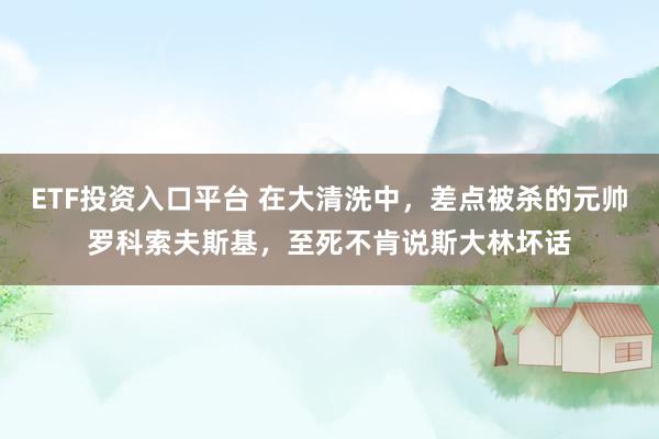 ETF投资入口平台 在大清洗中，差点被杀的元帅罗科索夫斯基，至死不肯说斯大林坏话
